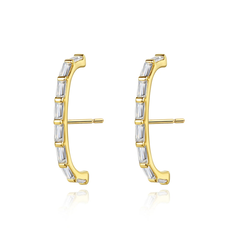 Emerald Cut CZ Ear Cuff Earrings Silver 925 Women