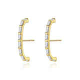 Emerald Cut CZ Ear Cuff Earrings Silver 925 Women