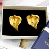 Bohemian Flower Clip Earrings 24k Plated Brass Xmas Gift