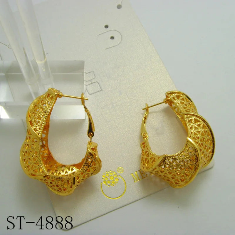 Bohemian Flower Clip Earrings 24k Plated Brass Xmas Gift