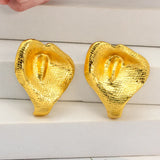 Bohemian Flower Clip Earrings 24k Plated Brass Xmas Gift