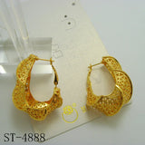 Bohemian Flower Clip Earrings 24k Plated Brass Xmas Gift