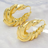 African Dubai Plated Big Twist Hoop Earrings for Women