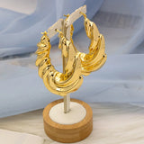 African Dubai Plated Big Twist Hoop Earrings for Women