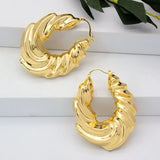 African Dubai Plated Big Twist Hoop Earrings for Women