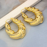 African Dubai Plated Big Twist Hoop Earrings for Women