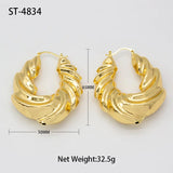 African Dubai Plated Big Twist Hoop Earrings for Women