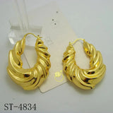 African Dubai Plated Big Twist Hoop Earrings for Women