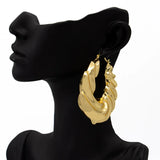 African Dubai Plated Big Twist Hoop Earrings for Women
