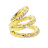 Silver CZ Crystal Ear Cuff Clip Earrings Triple Line Women Ear Wrap