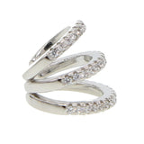 Silver CZ Crystal Ear Cuff Clip Earrings Triple Line Women Ear Wrap