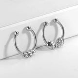 Skull Nose Ring Clip CZ Stainless Steel Body Jewelry