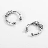 Skull Nose Ring Clip CZ Stainless Steel Body Jewelry