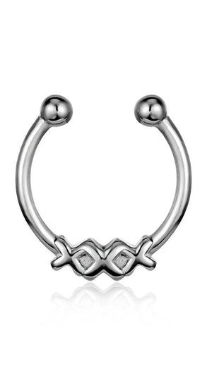 Skull Nose Ring Clip CZ Stainless Steel Body Jewelry