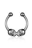 Skull Nose Ring Clip CZ Stainless Steel Body Jewelry