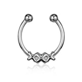 Skull Nose Ring Clip CZ Stainless Steel Body Jewelry