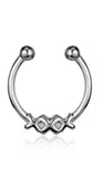 Skull Nose Ring Clip CZ Stainless Steel Body Jewelry