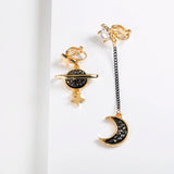 Japan Universe Planet Star Moon Clip Earrings No Pierced Asymmetric Ear Clips