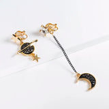 Japan Universe Planet Star Moon Clip Earrings No Pierced Asymmetric Ear Clips