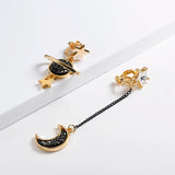 Japan Universe Planet Star Moon Clip Earrings No Pierced Asymmetric Ear Clips