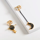 Japan Universe Planet Star Moon Clip Earrings No Pierced Asymmetric Ear Clips