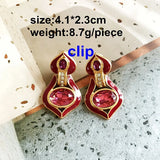 Enamel Rhinestone Clip-on Earrings Romantic Gift Party Jewelry