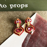 Enamel Rhinestone Clip-on Earrings Romantic Gift Party Jewelry