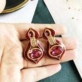 Enamel Rhinestone Clip-on Earrings Romantic Gift Party Jewelry