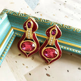 Enamel Rhinestone Clip-on Earrings Romantic Gift Party Jewelry