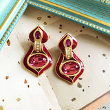 Enamel Rhinestone Clip-on Earrings Romantic Gift Party Jewelry