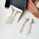 Angel Wing Crystal Tassel Clip Earrings No Piercing Women