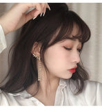 Angel Wing Crystal Tassel Clip Earrings No Piercing Women