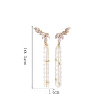 Angel Wing Crystal Tassel Clip Earrings No Piercing Women