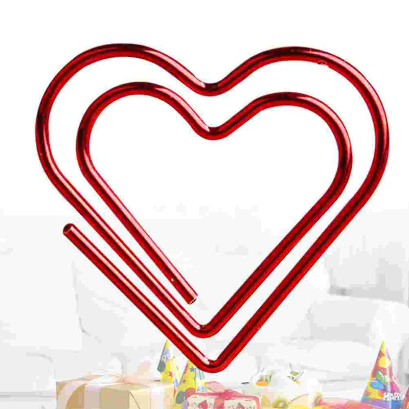 Metal Red Heart Paperclips Bookmark Clamps Office Document Medium