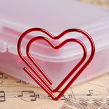 Metal Red Heart Paperclips Bookmark Clamps Office Document Medium
