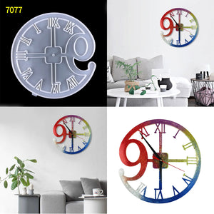 Clock Wall Hanging Silicone Mold DIY Round Hollow Digital Clock Pendant