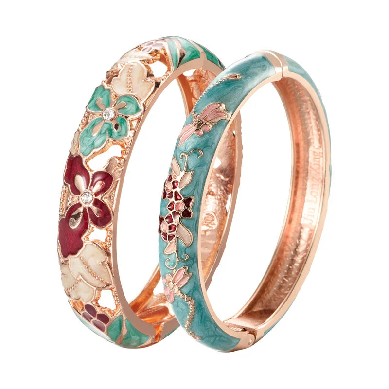 Cloisonne Bangles Butterfly Bangle Set Women Bracelet