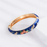 Cloisonne Bracelet Enamel Jewelry Flower Women's Hand Bracelet Bangle