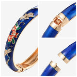 Cloisonne Bracelet Enamel Jewelry Flower Women's Hand Bracelet Bangle