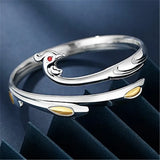 Cloisonne Painted Peacock Silver S999 Bracelet