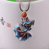 Cloisonne Pendant Female S925 Sterling Silver Retro Chinese Temperament