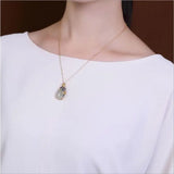 Cloisonne Phoenix Hotian Jade Pendant Silver Plated Jade Necklace