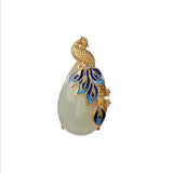 Cloisonne Phoenix Hotian Jade Pendant Silver Plated Jade Necklace