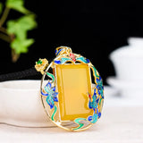 Cloisonne Yellow Jade Pendant Necklace Women Fine Jewelry Accessories