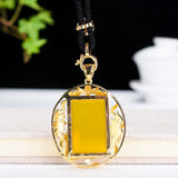 Cloisonne Yellow Jade Pendant Necklace Women Fine Jewelry Accessories