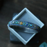 Thai Silver Cloisonne Enamel 925 Bracelet Women Cutout Craft