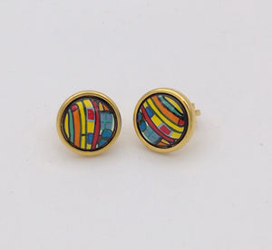 Enamel Earrings 18K Cloisonne Plated without Ear Holes