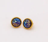 Cloisonne Plated 18K Enamel Earrings, No Ear Holes