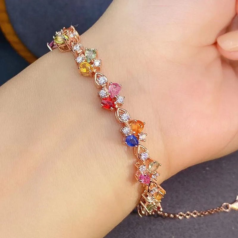 Austrian Crystal Zircon Chain Bracelet 18k Rose Jewelry