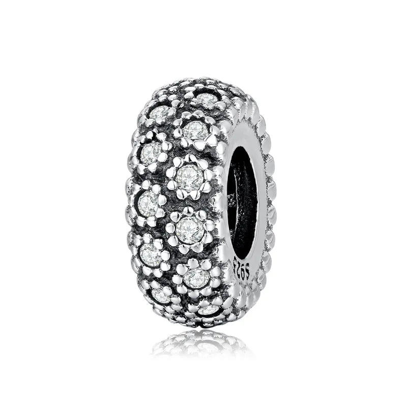 925 Silver Zircon Spacer Bead Set for DIY Jewelry